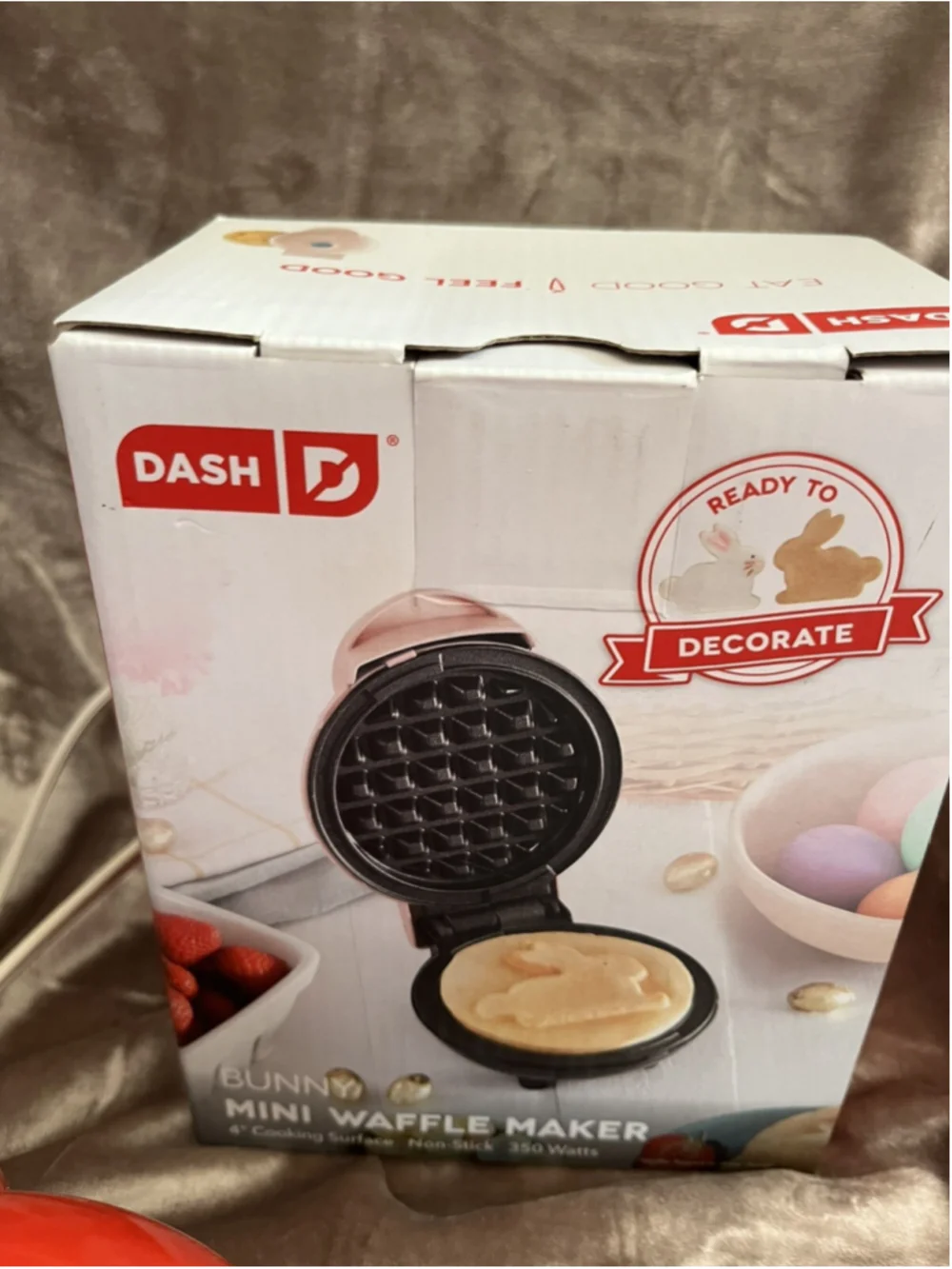 Mini Dash Pink BUNNY rabbit Shaped Waffle Maker 4inch New In Box Easter SpringW/